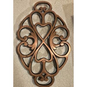 Pampered Chef "Round Up From the Heart" Cast Iron‎ Gold Tone Trivet Retired 2009